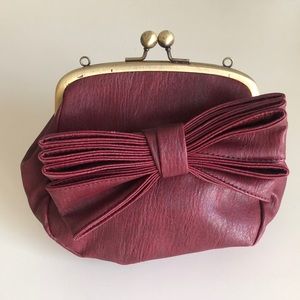 Red Faux Leather Mini Bag with Bow